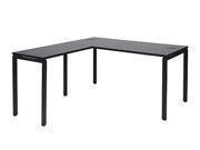 60?? Writing Desk with Black Laminate Top and Black Finish Metal Legs.