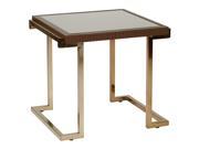 Isabella End Table with Bronze Glass Top and Champagne Metal Frame