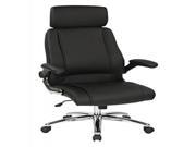Executive Faux Leather Chair with Metal Chrome Base and Black Faux Leather