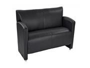 Black Faux Leather Sofa with Silver finish Legs