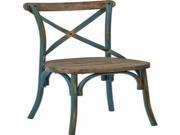 Somerset X Back Antique Turquoise Metal Chair with Hardwood Rustic Walnut Seat Finish