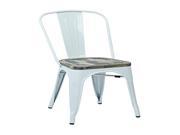 Bristow Metal Chair with Vintage Wood Seat White Finish Frame Ash Crazy Horse Finish Seat 2 Pack