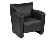 Black Faux Leather Club Chair with Silver finish Legs