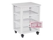 Garret 3 Drawer Rolling Cart in Pink Metal Finish Frame and Wood Top Fully Assembled.