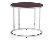 Alexandria Round Side Table In Cherry Finish Top Chrome Metal Plating Legs