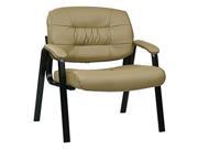 Bonded Leather Visitors Chair with Steal Base and Padded Arms Tan