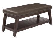 Emery Entry Bench with Mocha Rustic Bonded Leather