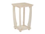 Mila Square Accent Table in Antique White Wood Finish Ships Fully Assembled.