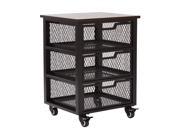 Garret Black 3 Drawer Rolling Cart with Espresso Wood Top Fully Assembled.