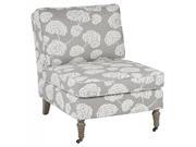 Madrid Accent Chair with Toile Stems Light Grey Fabric and Medium Grey Solid Wood Caster Legs