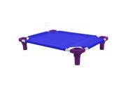 30x22 Pet Cot in Blue with Purple Legs Unassembled