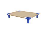 30x22 Pet Cot in Tan with Blue Legs Unassembled
