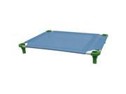 40x30 Pet Cot in Sistine Blue with Dustin Green Legs Unassembled