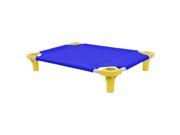 30x22 Pet Cot in Blue with Yellow Legs Unassembled