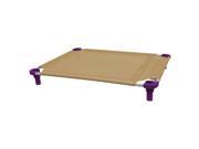 40x30 Pet Cot in Tan with Purple Legs Unassembled