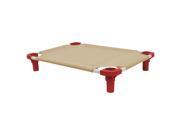 30x22 Pet Cot in Tan with Red Legs Unassembled