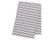 Navy and Gray Chevron Deluxe Flannel Swaddle Blanket