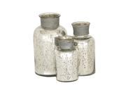 Simply Lustrous Glass Silver Bottle Set Of 3