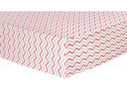 Coral and Gray Chevron Deluxe Flannel Fitted Crib Sheet