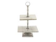 Innovatively Styled Metal Marble 2 Tier Tray