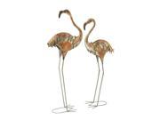 BENZARA 58531 Beautiful Set of Two Metal Flamingos