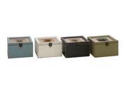 BENZARA 56839 Vintage Wood Metal Box 4 Assorted 8 W 5 H