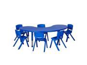 65 Kidney Resin Table 6x10 Chairs Blue