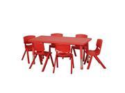 48 Rect Resin Table 6x10 Chairs Red