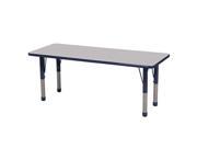 24x60 Rect Table Grey Navy Chunky