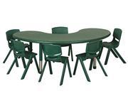 65 Kidney Resin Table 6x12 Chairs Green