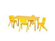 48 Rect Resin Table 4x16 Chairs Yellow