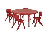 45 Round Resin Table 4x16 Chairs Red