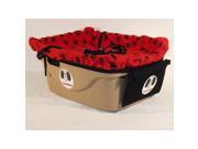 FidoRido Products FRT1WB M Tan One Seater with Light Weight Fleece in White with Black Paw Prints and Medium Harness