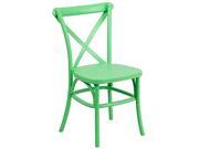 HERCULES Series Green Resin Indoor Outdoor Cross Back Chair with Steel Inner Leg