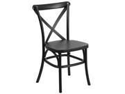 HERCULES Series Black Resin Indoor Outdoor Cross Back Chair with Steel Inner Leg