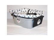 FidoRido Products FRG2WB LL Gray Two Seater with Light Weight Fleece in White with Black Paw Prints and Two Large Harnesses