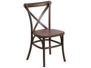 HERCULES Series Chocolate Resin Indoor Outdoor Cross Back Chair with Steel Inner Leg