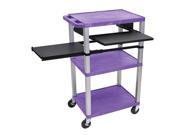 H Wilson Tuffy Purple 3 Shelf W Nickel Legs Black Front Side Pull out Shelves Presentation Station