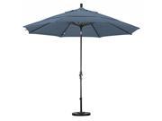 11 Aluminum Market Umbrella Collar Tilt DV Bronze Sunbrella Air Blue