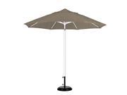 9 Fiberglass Market Umbrella Pulley Open M White Sunbrella Taupe
