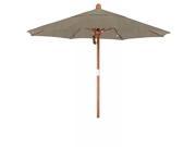 7.5 Fiberglass Market Umbrella Pulley Open Marenti Wood Sunbrella Taupe