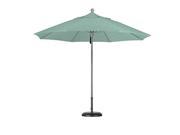 9 Fiberglass Market Umbrella Pulley Open Silver Anodized Sunbrella Spectrum Mist