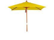 6 x6 Wood Market Umbrella Pulley Open Marenti Wood Sunbrella Sunflower Yellow