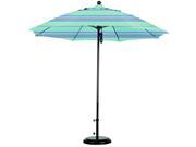 9 Complete Fiberglass Market Umbrella Pulley Open Black Sunbrella Dolve Oasis