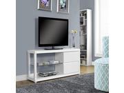 WHITE HOLLOW CORE 60 L TV CONSOLE TEMPERED GLASS
