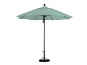 9 Fiberglass Market Umbrella Pulley Open Bronze Sunbrella Spectrum Mist