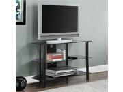 BLACK METAL 36 L TV STAND WITH TEMPERED BLACK GLASS