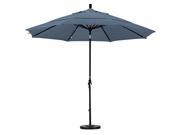 11 Aluminum Market Umbrella Collar Tilt DV Matted Black Sunbrella Air Blue