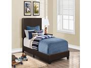 BED TWIN SIZE DARK BROWN LEATHER LOOK FABRIC