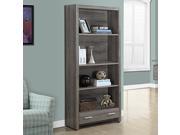 DARK TAUPE RECLAIMED LOOK 71 H BOOKCASE WITH A DRAWER
